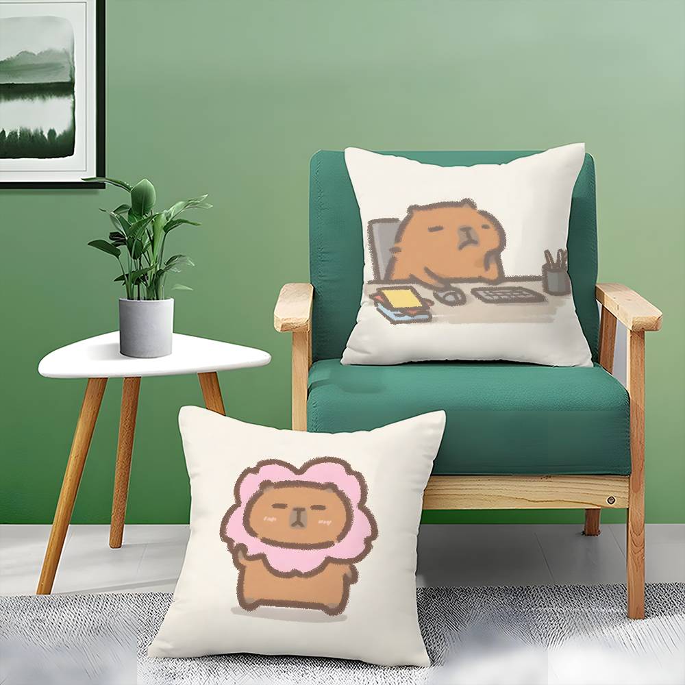 Happy Office Worker Cartoon Work Pillow Case Comfort Sofa Bed Silky elegant Invisible zipper Decorative cushion cover