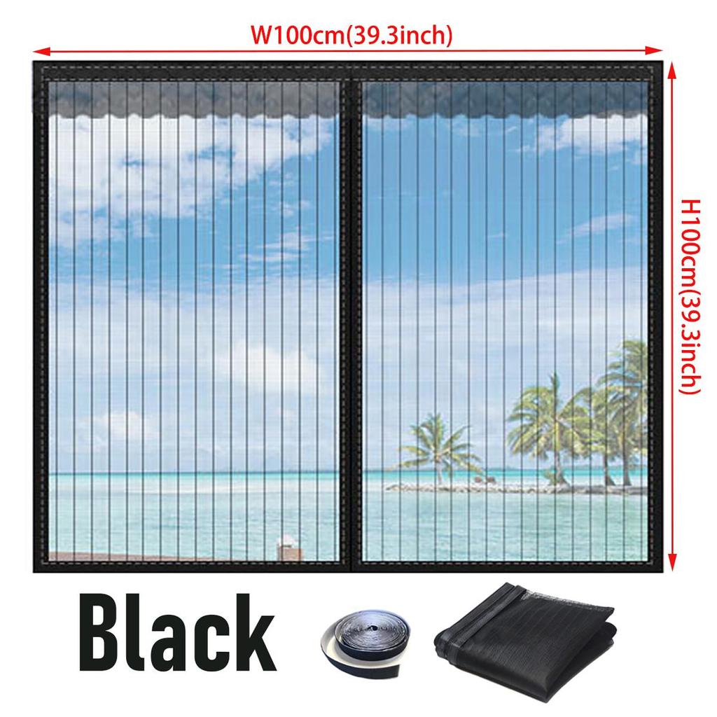 Магнитная оконная перегородка, сетчатая дверная сетка, оконная перегородка, магнитная закрывающаяся дверная перегородка для защиты от насекомых, черная