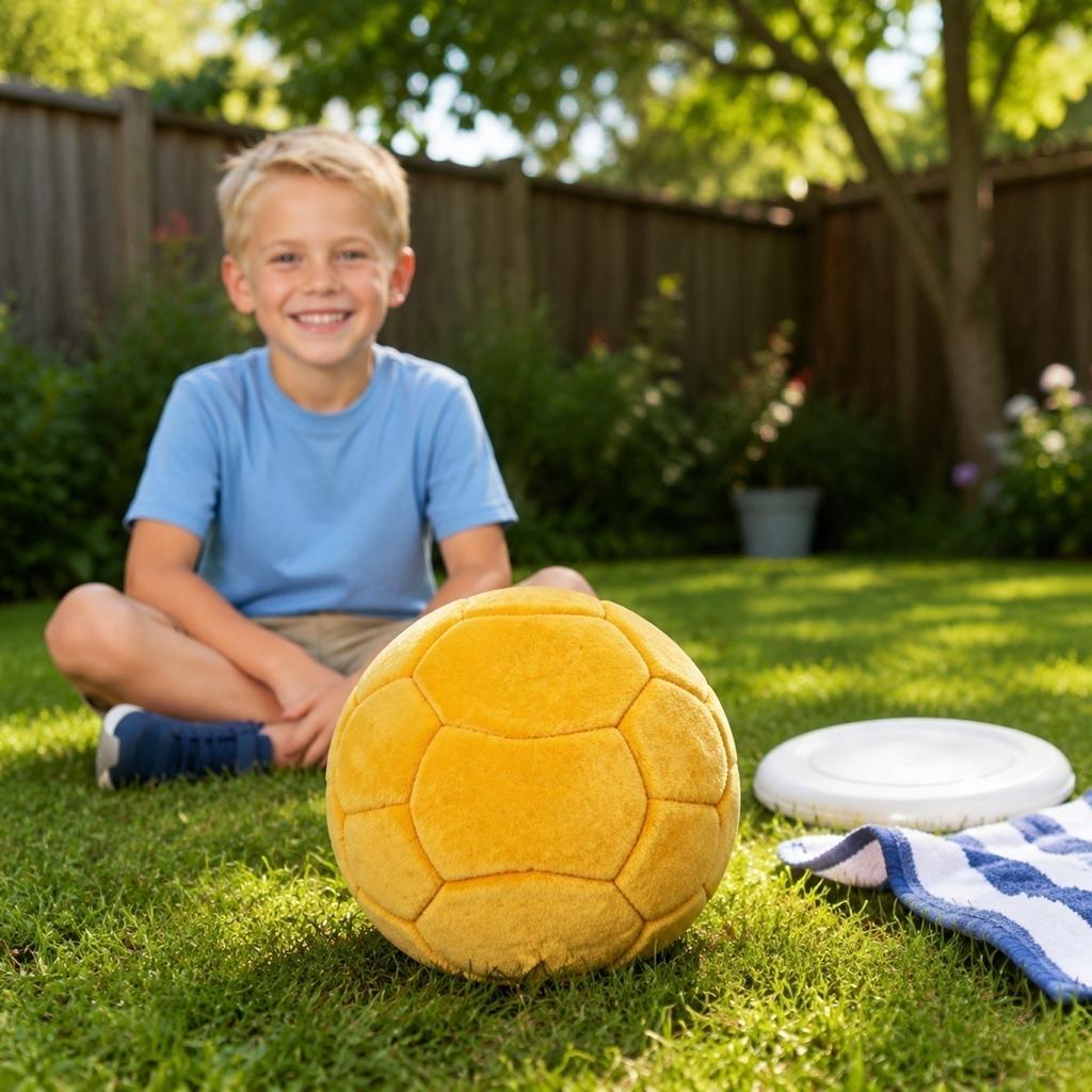 Plush Soccer Ball Toy Soft Stuffed Football Indoor Outdoor Play Accessory Kids Safe Lightweight Durable Design for Recreational Activities