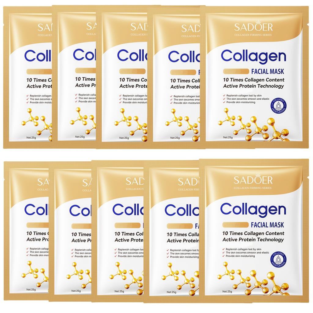SADOER Collagen Facial Masks with Active Protein Technology - Deep Moisturizing & Firming, 16% Collagen Content for Enhanced Skin Health, Skin Firming