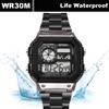 Men's Digital Watch Stainless Steel Strap Sport Watches Men Military Clock LED Sport Wristwatch