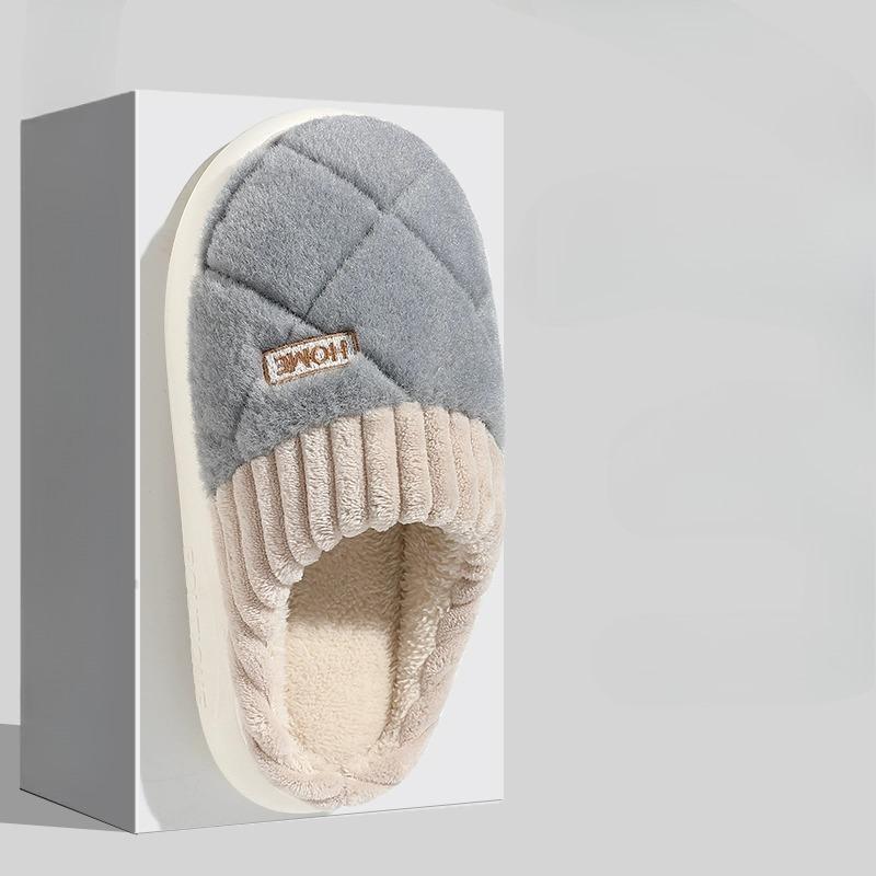 Женские хлопковые туфли на толстой подошве, бесшумные, противоскользящие и теплые домашние плюшевые тапочки