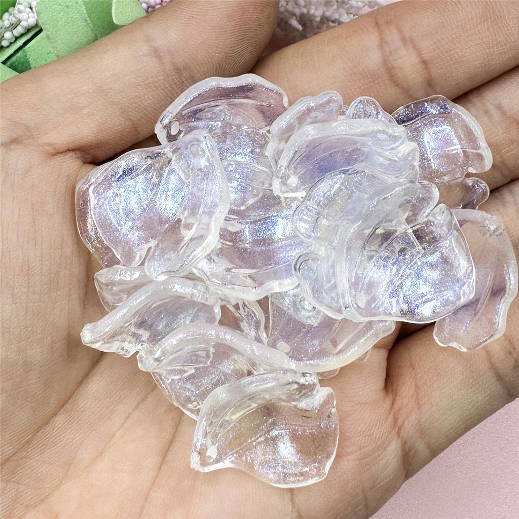 Pendant Keychain DIY Beads Creative Making Material Shiny Accessories 20Pcs Large Petal Jewelry 20.6*22.9mm Earrings Acrylic