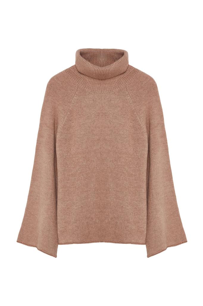 Women's Fashionable Stylish Sweater Mink Soft Textured Turtleneck Wide Fit Knitwear Sweater