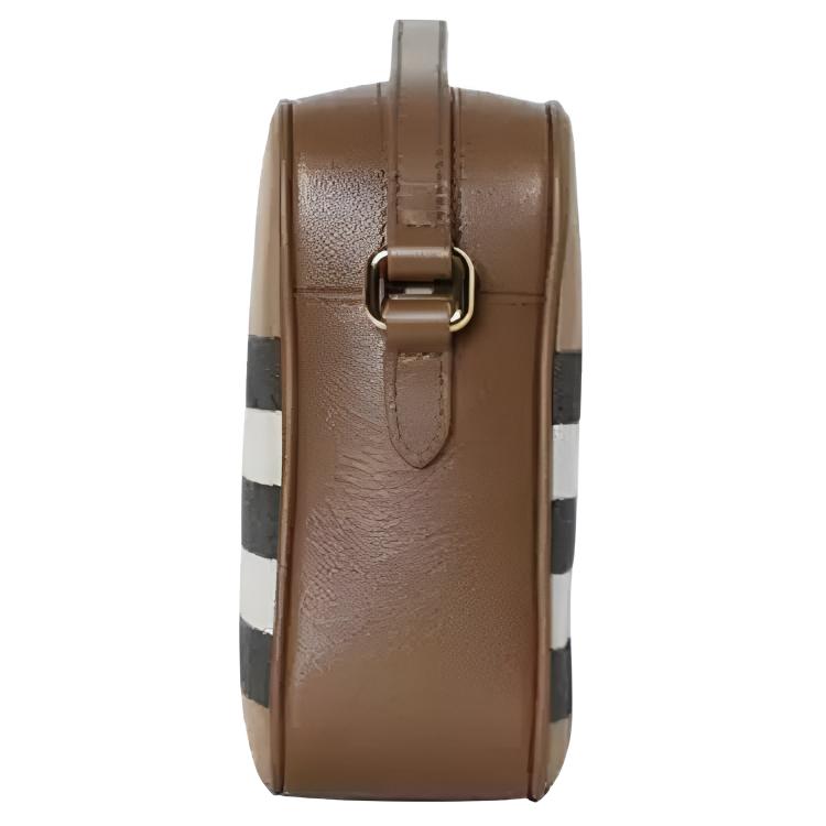 Burberry Классическая клетчатая сумка через плечо на молнии из хлопка для женщин Коричневая 81140681