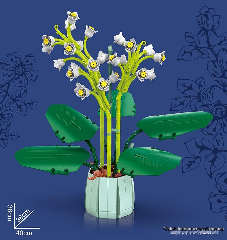 Kids' Flower-Themed Building Blocks: Daffodil, Sunflower, Rose Potted Plants