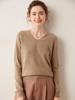 2025 Autumn/Winter Women's V-Neck Cashmere Sweater - Loose Fit, Thin Base Layer, Solid Color