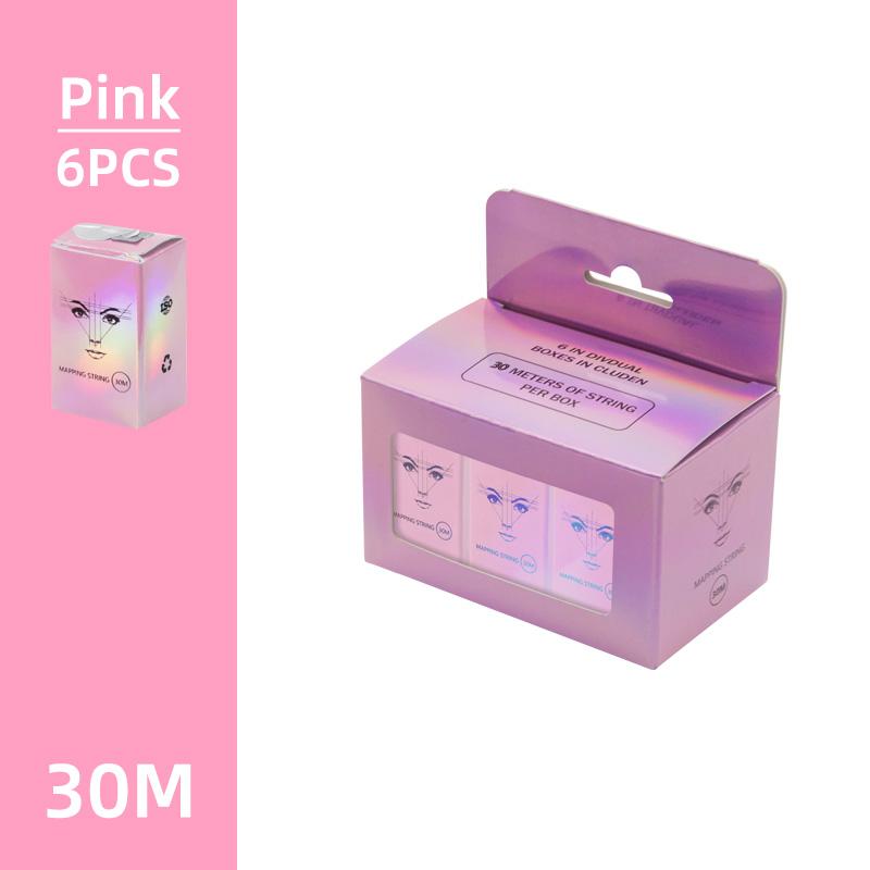 6pcs Semi-permanent Colorful Box Ink Eyebrow Positioning Line Set Mapping String 30m Tattoo Ruler Precise for Beauty Makeup Tool
