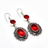 Mozambique Garnet Gemstone Handmade 925 Silver Plated Jewelry Earring 2.27"