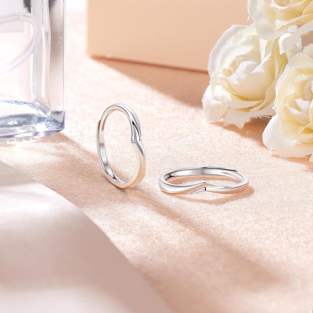 FANCIME Platinum Ring for One Size Fits Sizes Perfect for and Gift Wrapping Included Women, V-Shaped, Most, Pt950, 9-15, Adjustable, Simple,