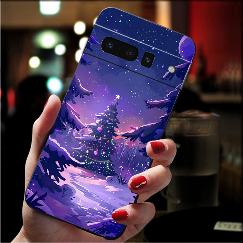 Чехол для телефона Google Pixel 10 9 Pro XL 9A 8 7 6 Pro Pixel 8A 7A 6A Pixel 8 7 6 5 Чехол с Сантой и Рождественской елкой