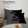 3 предмета модный черно-серый постельный комплект с принтом KING и QUEEN, мягкий, удобный, дышащий пододеяльник, спальня