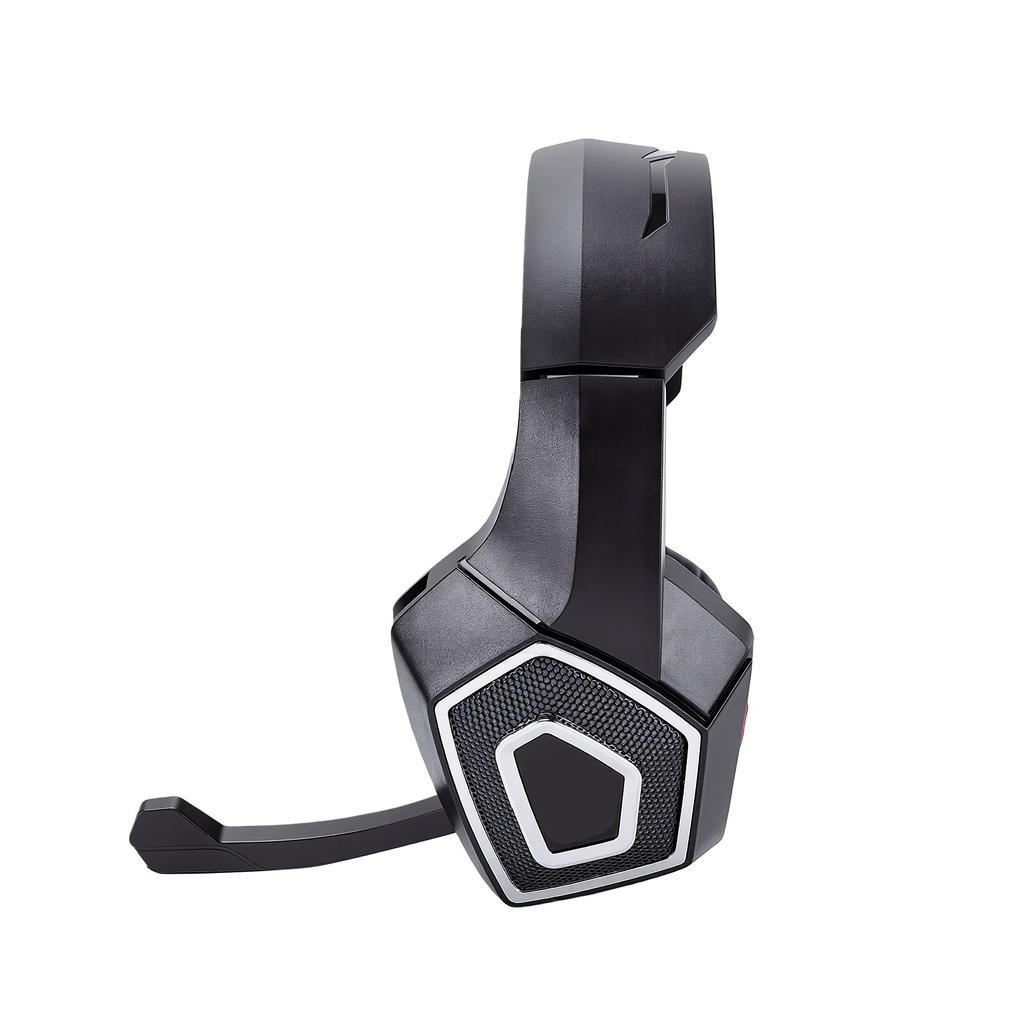 Игровая гарнитура с RGB-подсветкой, 40-мм динамики, накладные наушники для ПК, настольного компьютера, ноутбуков. Черно-красная, с 1