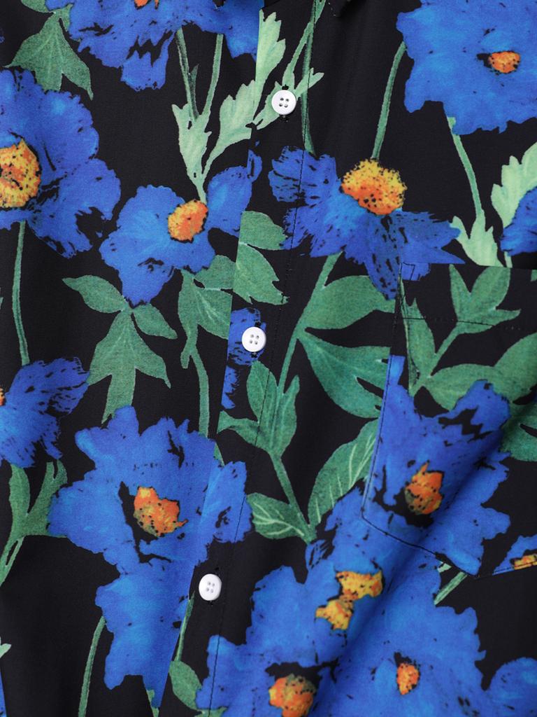 Негабаритные свободные короткие рукава с цветочным принтом, Гавайская пляжная летняя мужская рубашка, студенческие пары, модная повседневная мужская одежда