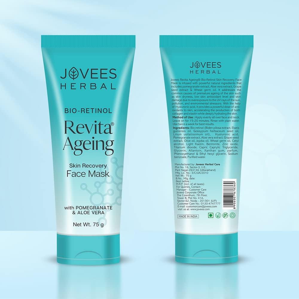 Jovees Herbal Bio Retinol Revita Ageing Face Mask For Glowing Skin, De Tan, Pore Tightening, Anti Ageing, Smooth & Firm Skin 75g