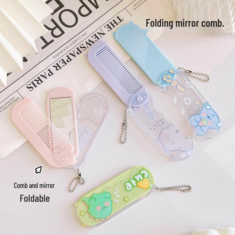 Компактное складное карманное зеркальце со встроенной расческой - Идеально для макияжа и поправок в дороге