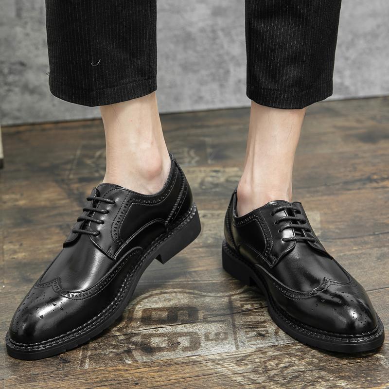 Fashion Business Formal Leather Shoes Men Lace Up Spring Men Shoes Low-top Solid Wedding Shoes Color Fashion Oxford Pointed Office Shoes