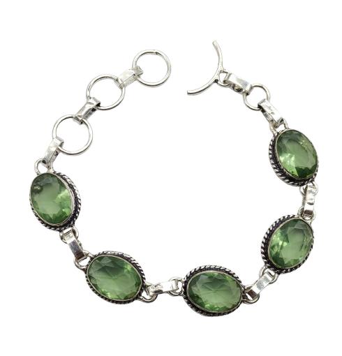 Green Amethyst Gemstone Silver Plated Handmade Bracelet Jewelry BR 88