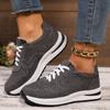 Blue Denim Platform Sneakers Women Fashion Thick Sole Lace Up Sports Shoes Woman Plus Size 43 Comfortable Casual Female Sneakers