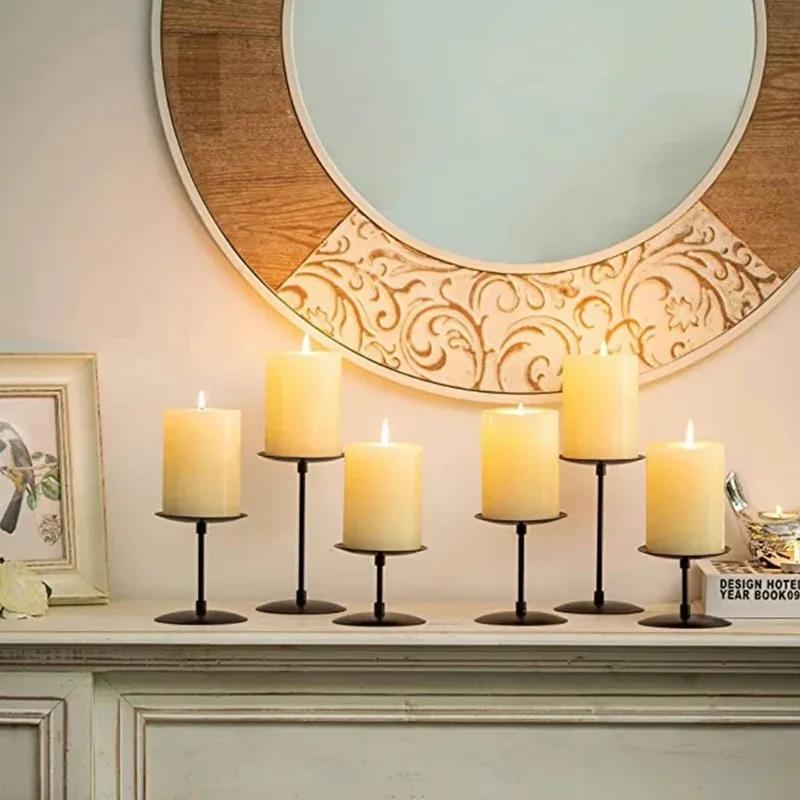 Candlestick Candle Base Candlestick Matte Disc Black Metal Iron Ornaments Wedding Decorations Candelabro Memory Candle Holders