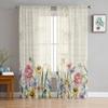 Spring Flowers Plants Wildflowers Voile Sheer Curtains Living Room Window Tulle Curtain Kitchen Bedroom Drapes Home Decor