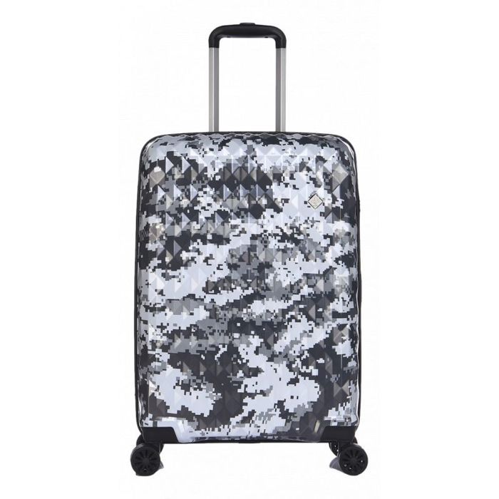 Cabin Suitcase - LYS - Camouflage Grey - Polycarbonate - 55x38x20 Cm - 4 Silent Wheels