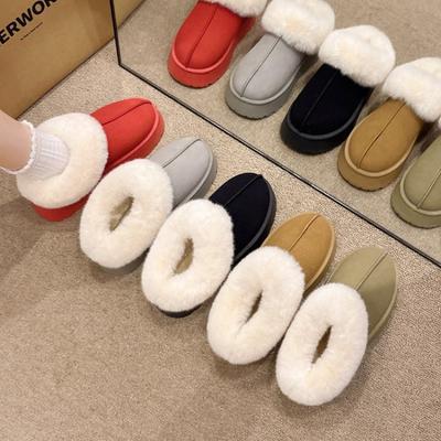 Женская обувь новые осенне-зимние утепленные ботинки для снега на толстой подошве с меховой подкладкой, хлопковая обувь