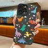 Cartoon Dinosaur Colorful Ral Phone For 11 Case iPhone 16 15 13 12 14 Pro Max Mini XR XS X 7 8Plus SE2 Soft Cover