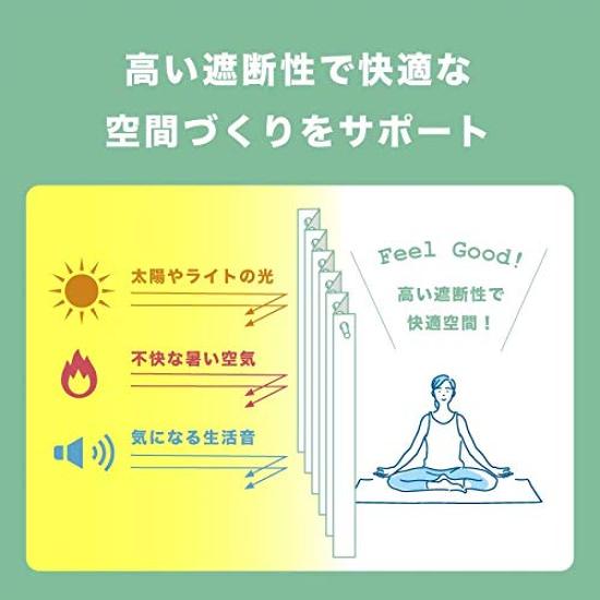 И Перегородка-ширма 140 см шириной x 220 см 1 Сделано в Японии Энергосберегающая, Сшитая по-японски Изолированная, Звуконепроницаемая, Светонепроницаемая Штора, Комфорт, Черный,