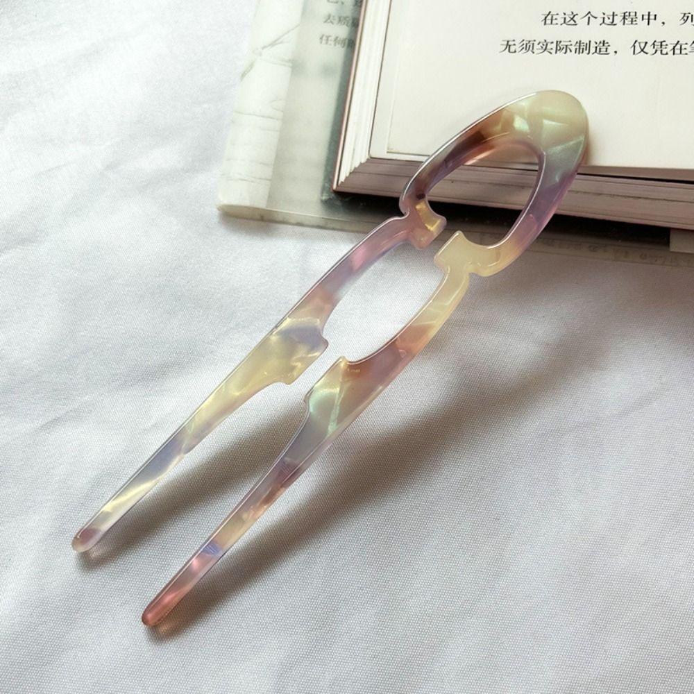 Acetate Hair Sticks U-Shaped Bun Hairpin Sweet Meatball Head Hairclip  For Woman Girl