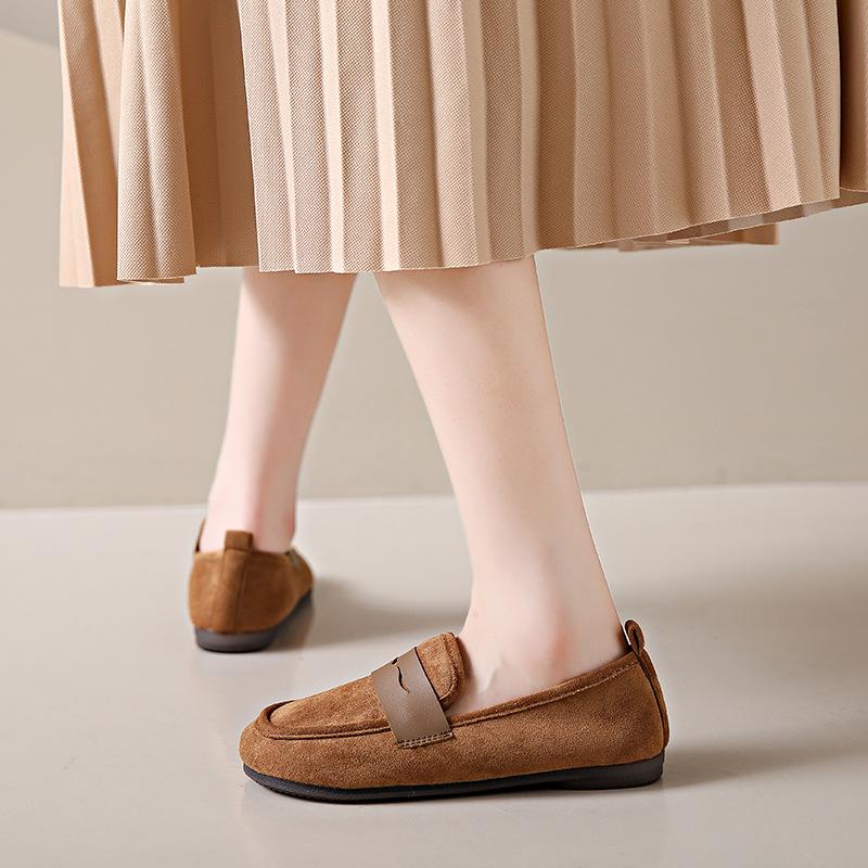 Большой размер 2025 весна новая мягкая подошва мягкая поверхность матовые модные туфли-бини одна педаль плоская подошва одинарные туфли туфли для мамы