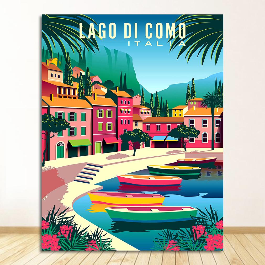 Italy Rome Capri Tuscany Retro Posters and Prints Travel Cities Landscape Wall Art Picture Bedroom Hd Print Vintage Art Painting