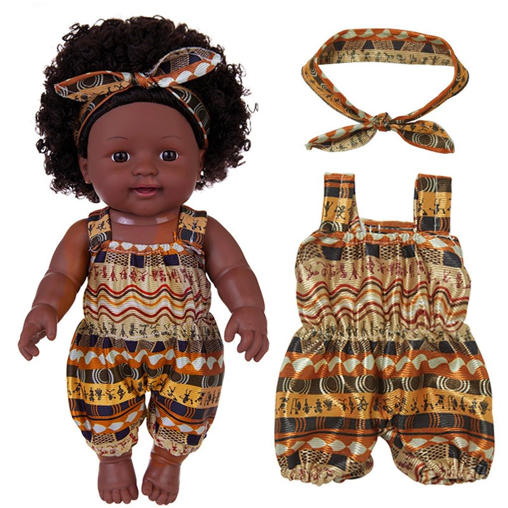 African American Reborn Doll Simulation Black Full Enamel Baby Doll Girl Toys Lifelike Play Dolls Fun Kids Toy Children Gifts