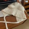 Cute Bear Ear Wool Hat Winter Beanies Warm Lace-up Ear Protection Knitted Bomber Cap Bonnets Knitting Korea Women Warm