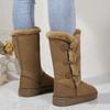Осенние и зимние длинные зимние сапоги, модные женские меховые утолщенные и бархатные термоботинки из хлопка, зимние сапоги из хлопка на толстой подошве