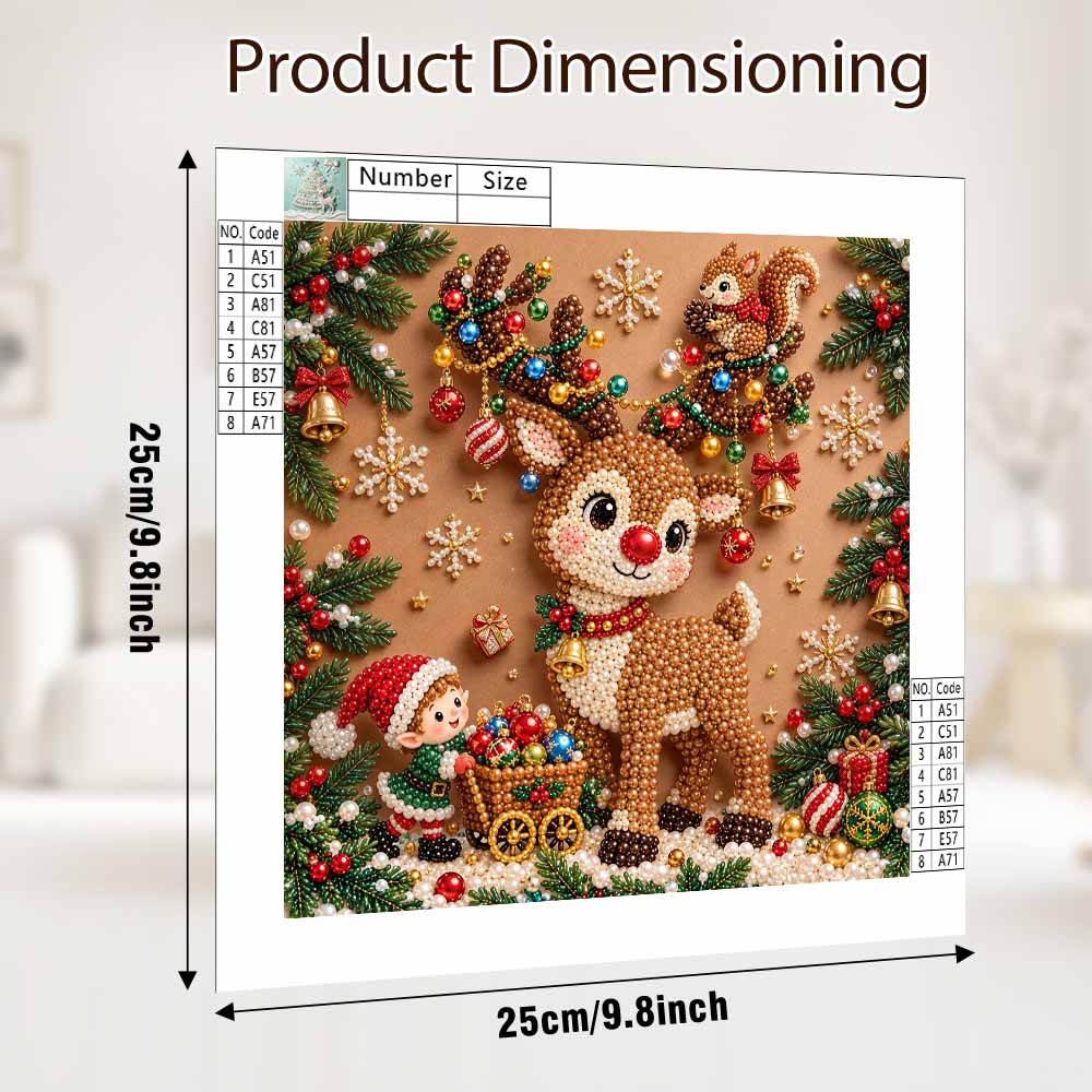 5D DIY Pearl Painting Set Pearl Art Embroidery Christmas Reindeer Animal Home Decoration Gift