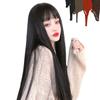 Парик Peacoco Полный парик Длинные прямые черные волосы Красный Harajuku Субкультура Кроссдрессинг Косплей Парик для прогулок на работу Маленькое лицо Натуральный популярный парик