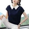 Summer Ice Silk T-shirt for Women's New Summer Loose Version Doll Collar Short-sleeved Sweater Thin Style