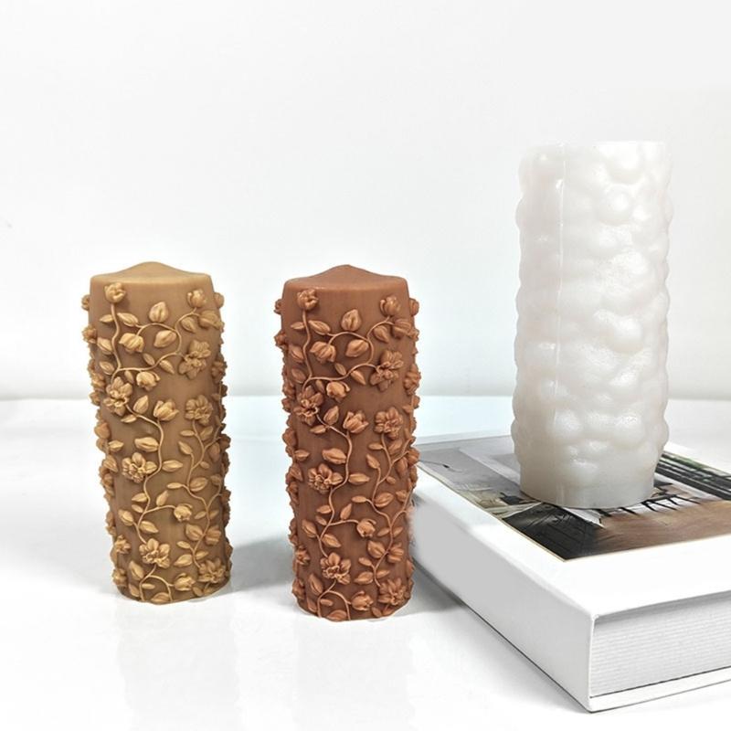 Тисненые силиконовые формы в виде цилиндра с цветочным листом для свечей из эпоксидной смолы, ручной работы, для мыла, мастики, шоколада, конфет, торта