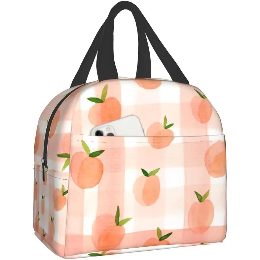 Peach Bright Orange Watercolor Cute Insulated Lunch Box Cooler Tote for Adults Work Office School Picnic Beach Reusable Lunchbox