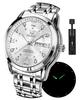 OLEVS Silver Popular Quartz Calendar Waterproof Watch for Men Brand Stainless Steel Stylish Men's [Item]
