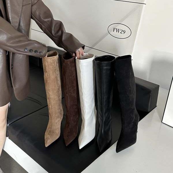 New retro simple pointed high-heeled boots Roman style trendy temperament fashionable and long legs