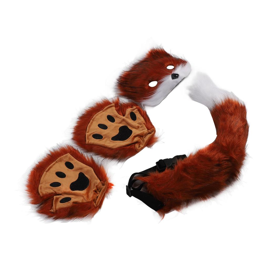 Лисий чехол для лица перчатки хвосты комплект пушистый плюш искусственный мех мягкий приятный для кожи костюм аксессуары животное