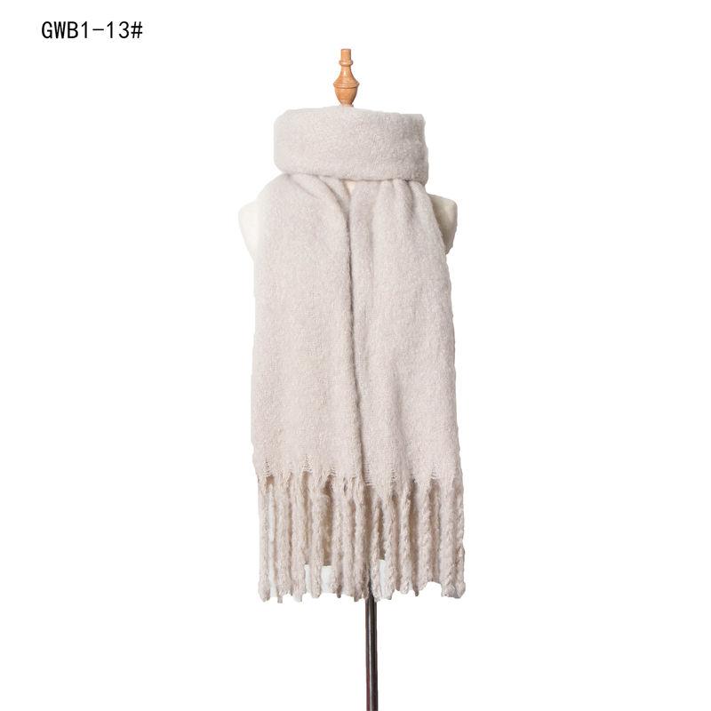 Thickened Men's Solid Color Thick Tassel Warm Circle Sand Scarf Women's Shawl Keep