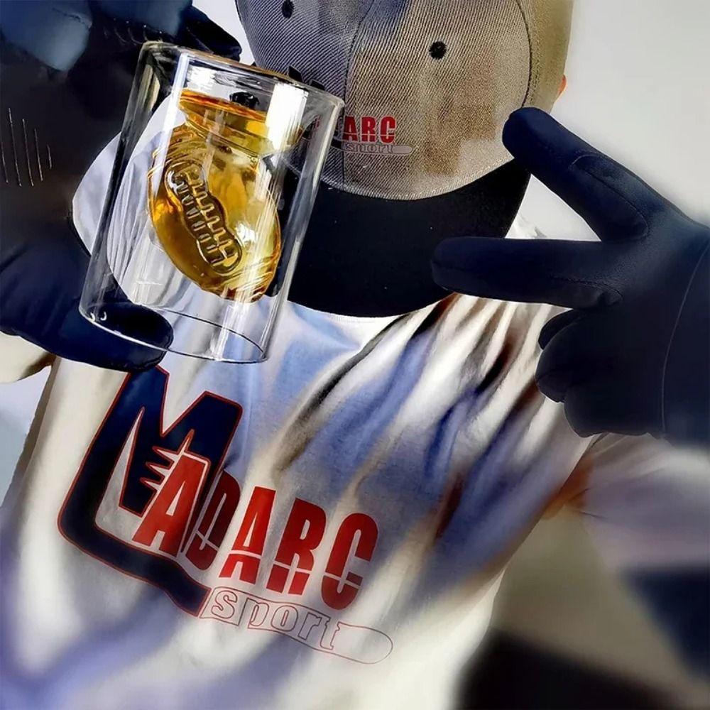 Creative Beer Shot Glasses Double Wall Mini Whisky Dispenser Funny Clear Glass Cup  Spirits