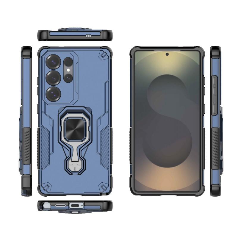 Для Samsung Galaxy S25 Ultra Чехол для телефона WANLONFENG PC TPU Задняя крышка Подставка с Закаленным стеклом