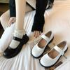 Spring Woman Flats Mary Janes Shoes Platform Lolita Shoes Girl Shoes White Low Heel Casual Leather