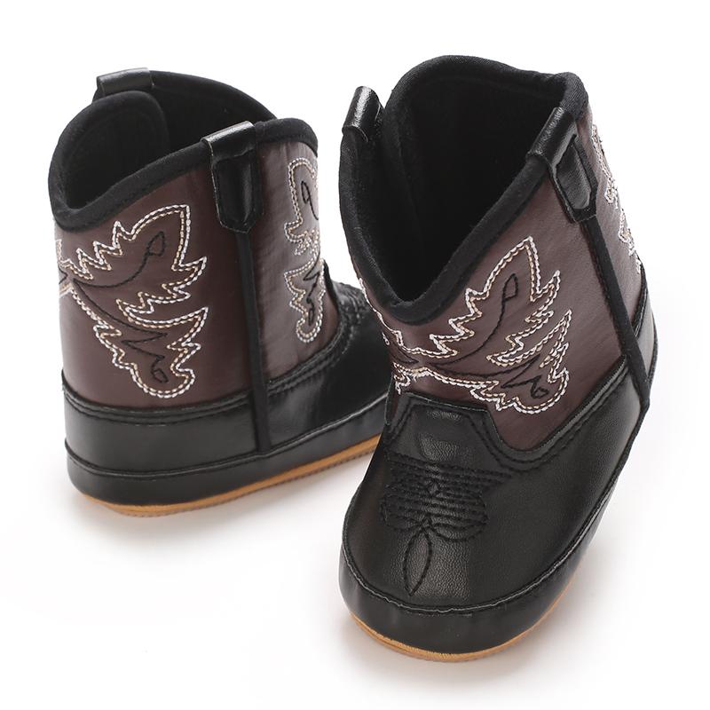Fashionable and popular Rubber baby shoes Western denim midsole boots autumn and winter warm and anti slip casual walking shoes