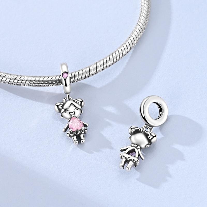 925 Sterling Silver Purple Heart Moon Planet Charm Pendant Beads Fit Charms Silver Original Bracelet for Women Jewelry 1