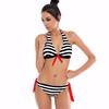 2025 Сексуальное бикини в полоску Купальник Купальник Женский Халтер Комплект бикини Купальный костюм Женский Пуш-ап Бандажный Купальник Женский Бразильский бикини